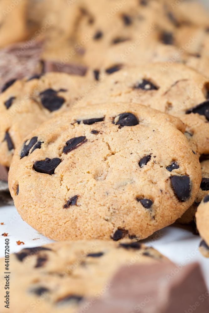 delicious wheat flour cookies and chocolate drops inside delicious wheat flour cookies and chocolate drops inside
