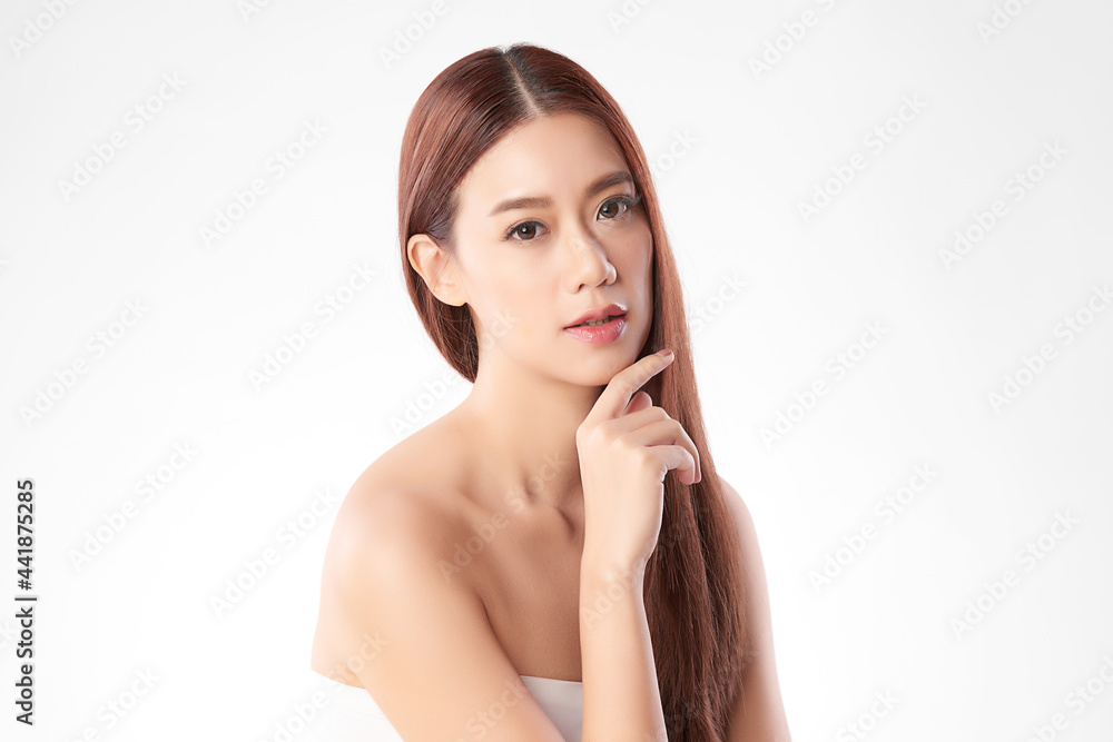 Beautiful young asian woman with clean fresh skin on white background, Face care, Facial treatment, Cosmetology, beauty and spa, Asian women portrait. Beautiful young asian woman with clean fresh skin on white background, Face care, Facial treatment, Cosmetology, beauty and spa, Asian women portrait.