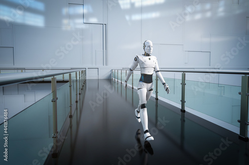 artificial intelligence robot or cyborg walk