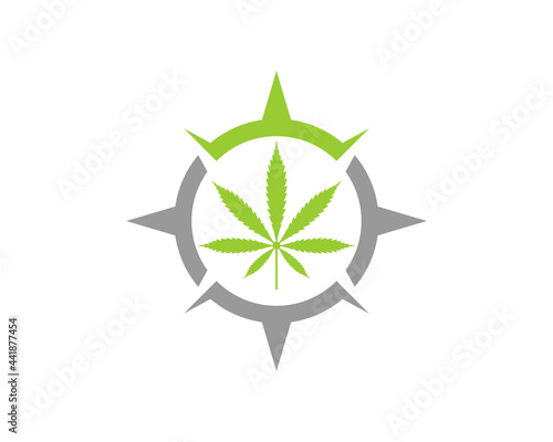 Compass with cannabis leaf in the middle
