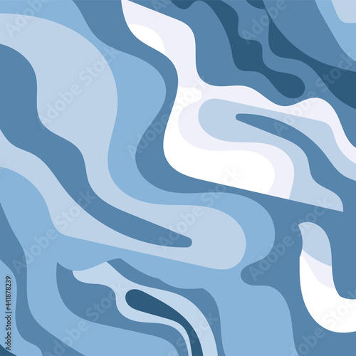 
Abstract blue Curved background with paper waves and seacoast for pattern design for invitation, poster or web site design and Paper cut style with 3d effect imitation, space for text, vector illustr