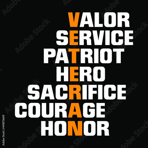 VETERAN. Design element for poster, t-shirt print, card, advertising.