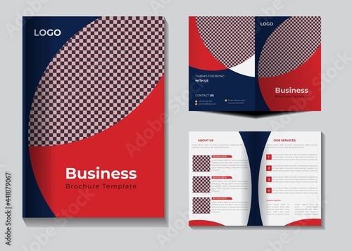  bi fold Corporate business brochure design. for Corporate identity & Gym, Leaflet cover, cover page vector layout 
