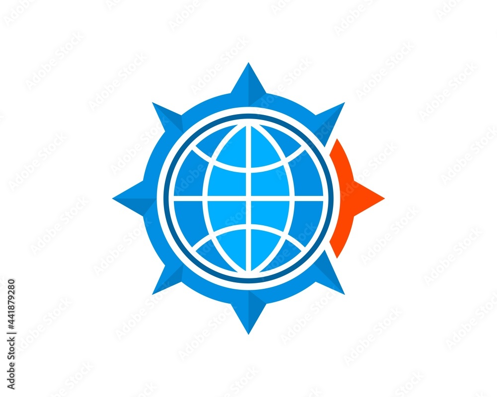 Modern compass with abstract globe inside Modern compass with abstract globe inside