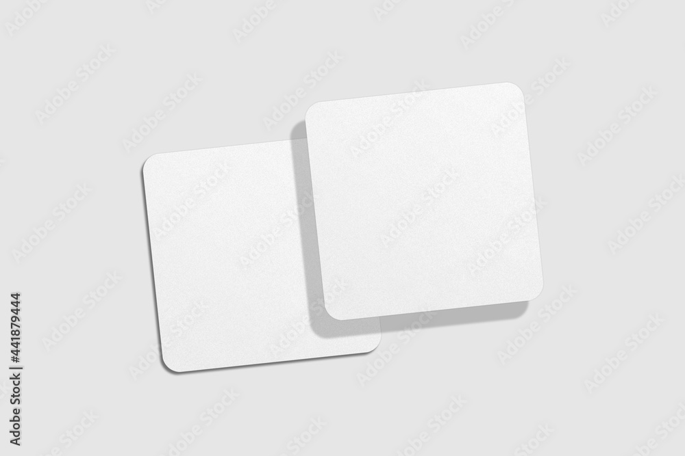Realistic blank square business card illustration for mockup. 3D rendering. Realistic blank square business card illustration for mockup. 3D rendering.
