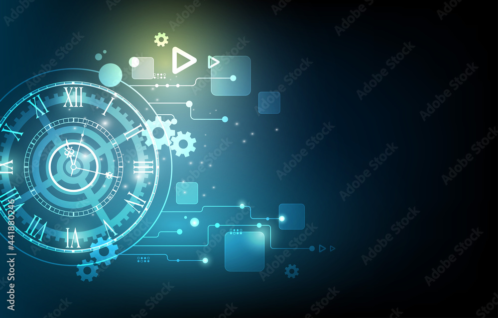 Fototapeta premium Geometric technology clock.engineer cog wheel concept