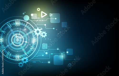 Geometric technology clock.engineer cog wheel concept