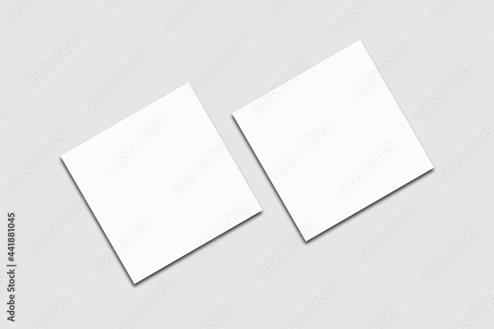 Realistic blank square business card illustration for mockup. 3D rendering. Realistic blank square business card illustration for mockup. 3D rendering.
