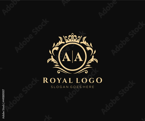Initial AA Letter Luxurious Brand Logo Template, for Restaurant, Royalty, Boutique, Cafe, Hotel, Heraldic, Jewelry, Fashion and other vector illustration.