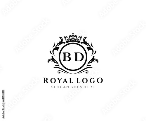 Initial BD Letter Luxurious Brand Logo Template, for Restaurant, Royalty, Boutique, Cafe, Hotel, Heraldic, Jewelry, Fashion and other vector illustration.