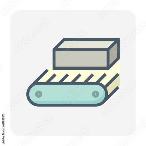 Metallurgy or metallurgical production industry vector icon. Consist of hot casting metal, iron or steel on mill production line. Manufacturing process in foundry, furnace or factory plant. 64x64 px.