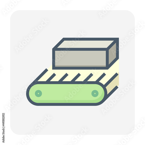 Metallurgy or metallurgical production industry vector icon. Consist of hot casting metal, iron or steel on mill production line. Manufacturing process in foundry, furnace or factory plant. 64x64 px.