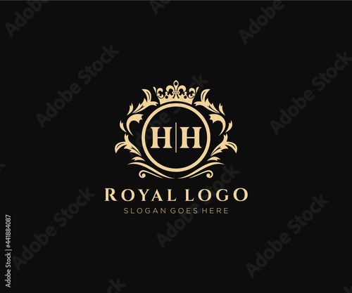 Initial HH Letter Luxurious Brand Logo Template, for Restaurant, Royalty, Boutique, Cafe, Hotel, Heraldic, Jewelry, Fashion and other vector illustration.
