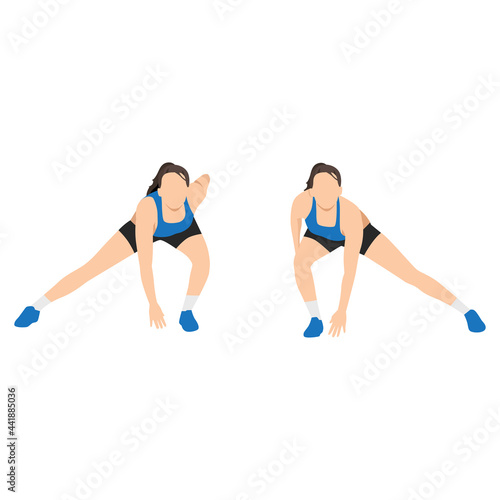 Woman doing Skater lunges exercise. Flat vector illustration isolated on white background