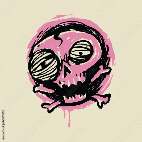 Skull horror watercolor graphic illustration vector art t-shirt design