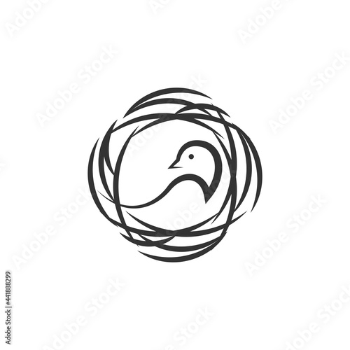 bird nest vector logo illustration. animal nature home symbol.