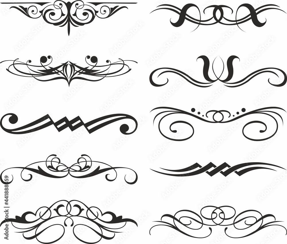 Vector set of black and white monograms. Monochrome patterns for letter signature and invitation card decoration Vector set of black and white monograms. Monochrome patterns for letter signature and invitation card decoration