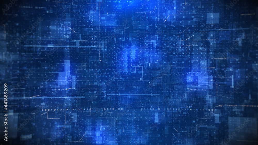 Digital Cyberspace with Particles and Data Network Connections. Data Analysis Technology Digital numbers and blue plexus Abstract Background Concept. Digital Cyberspace with Particles and Data Network Connections. Data Analysis Technology Digital numbers and blue plexus Abstract Background Concept.
