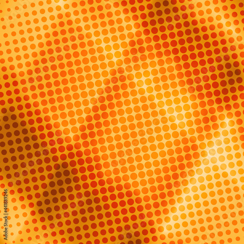 90-s style. Creative illustration in halftone style with orange gradient. Abstract colorful geometric background. Pattern for wallpaper, web page, textures