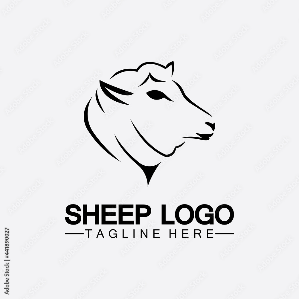 Fototapeta premium Sheep head logo vector icon illustration design template