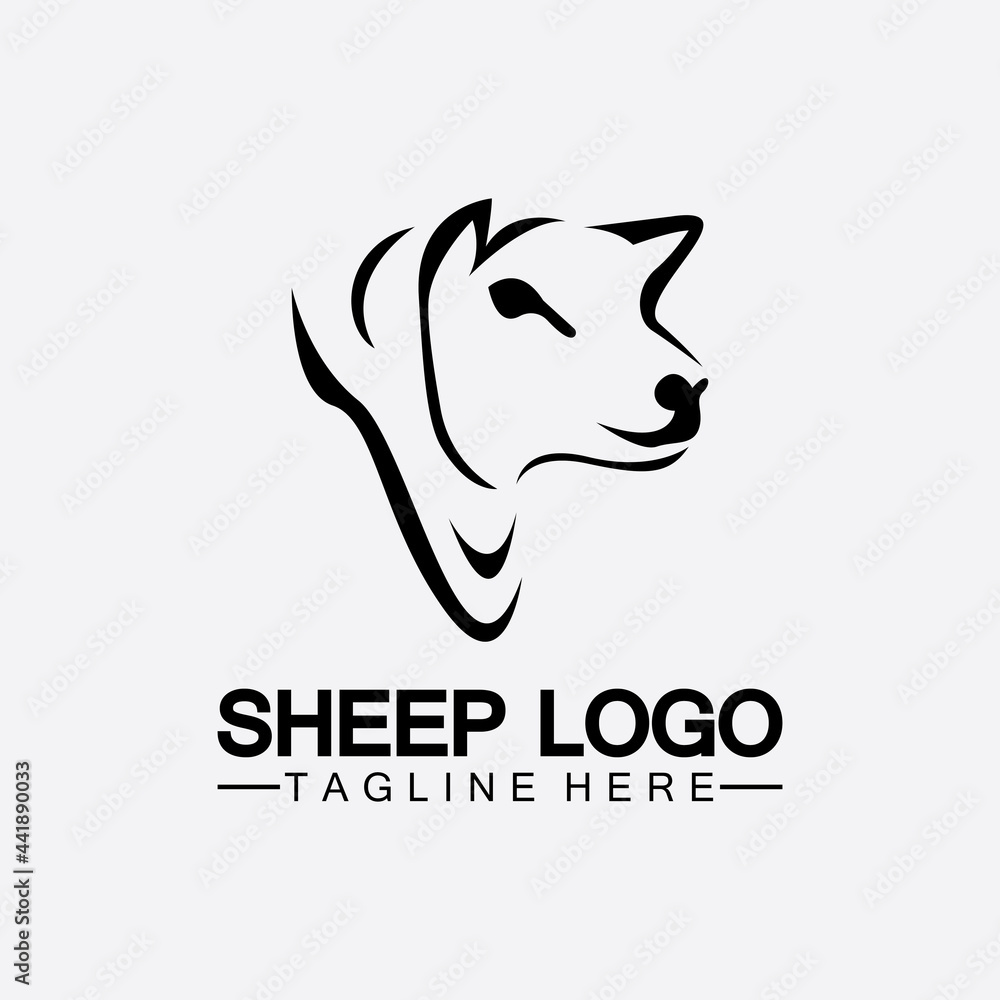 Sheep head logo vector icon illustration design template