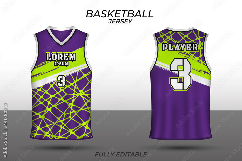 Basketball jersey design template. Uniform front and back. Sports jersey  vector. vector de Stock | Adobe Stock