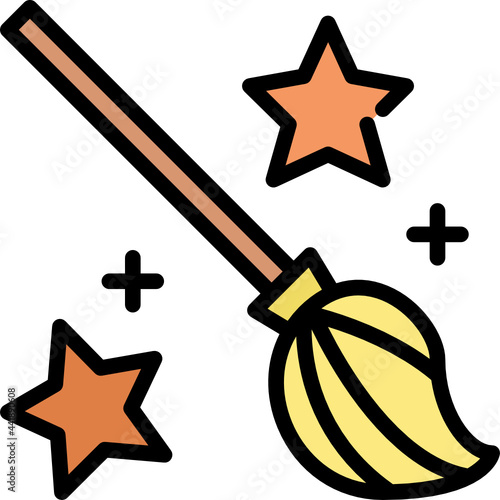 broomstick color outline icon