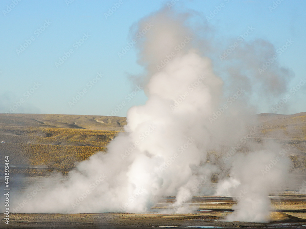 Steam from the Tatio Geysers, which gushes from the depths of the earth