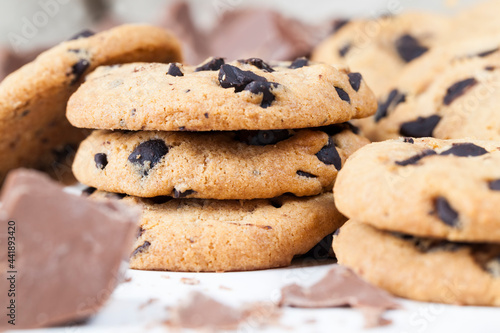 delicious wheat flour cookies and chocolate drops inside