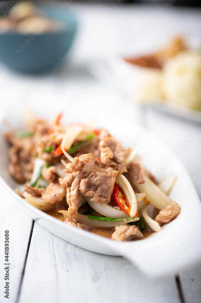 Stir Fried Pork With Vegetables In Asian Style