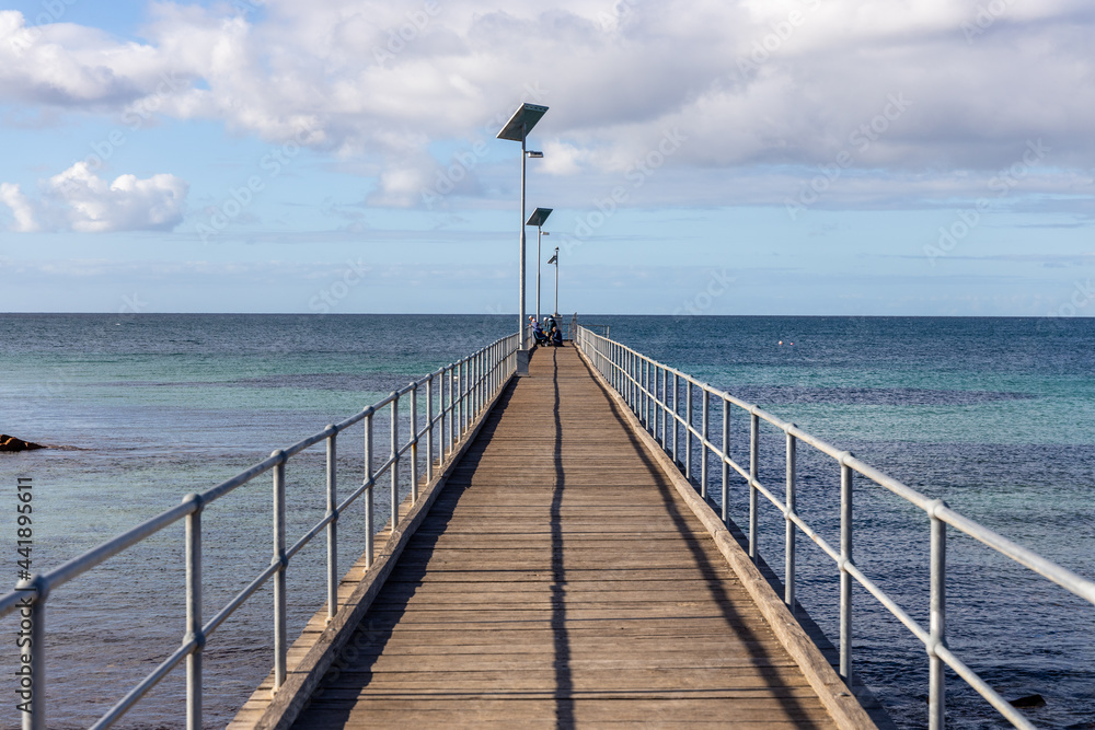 Above The wooden jetty at Emu Bay Kangaroo Island South Australia on May 9th 2021