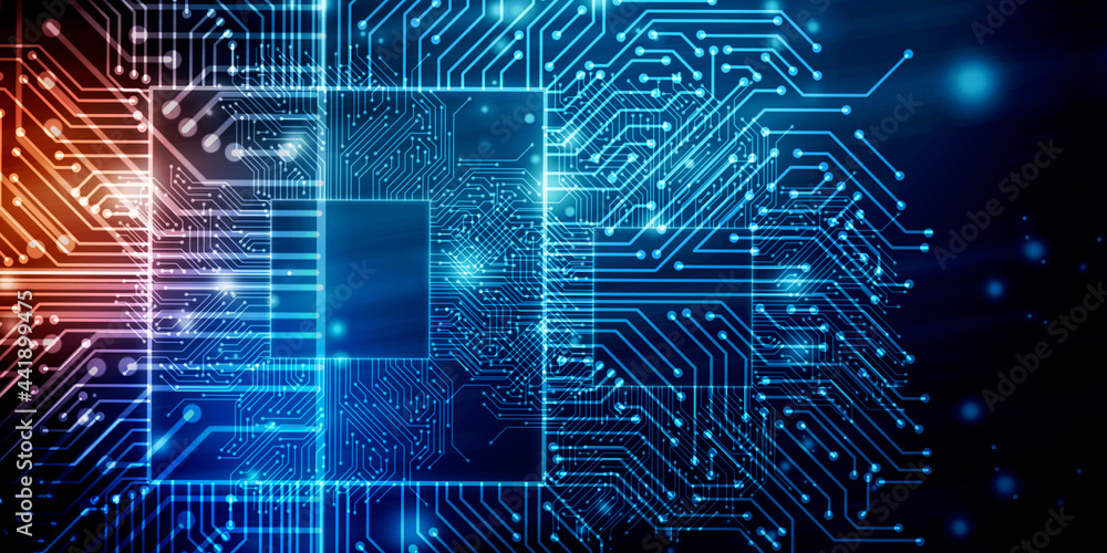 Obraz premium 2d illustration Abstract futuristic electronic circuit technology background 