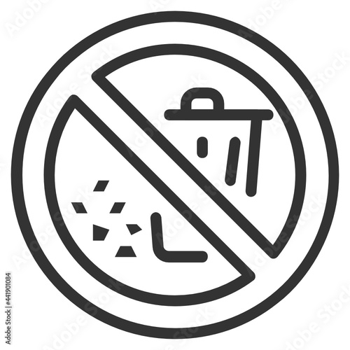 No litter , Prohibition Sign outline icon.