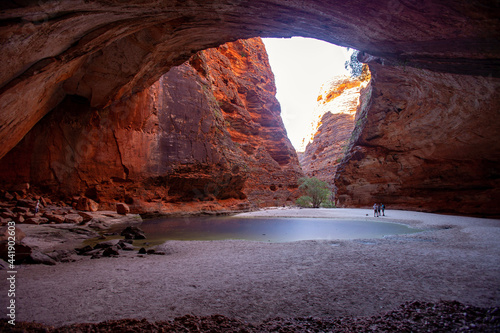 The large natural cavern of Cathedral Gorge with few people. photo