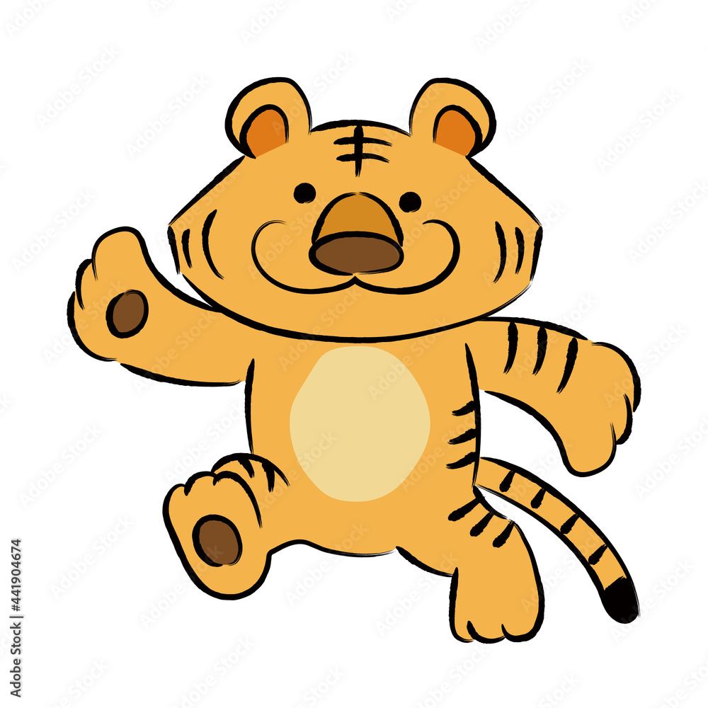 Tiger cartoon for New Year’s greeting card. Vector illustration isolated on white background. Tiger cartoon for New Year’s greeting card. Vector illustration isolated on white background.