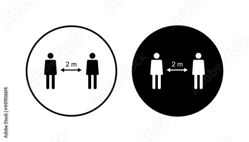 Social distance icon set. social distancing icon. self quarantine sign