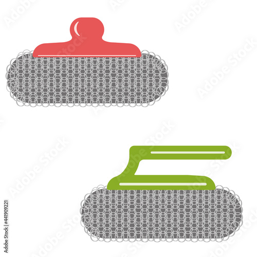 Insulated sponge for washing dishes and cleaning the house, color vector illustration in the flat style
