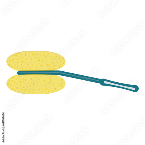 Insulated sponge for washing dishes and cleaning the house, color vector illustration in the flat style