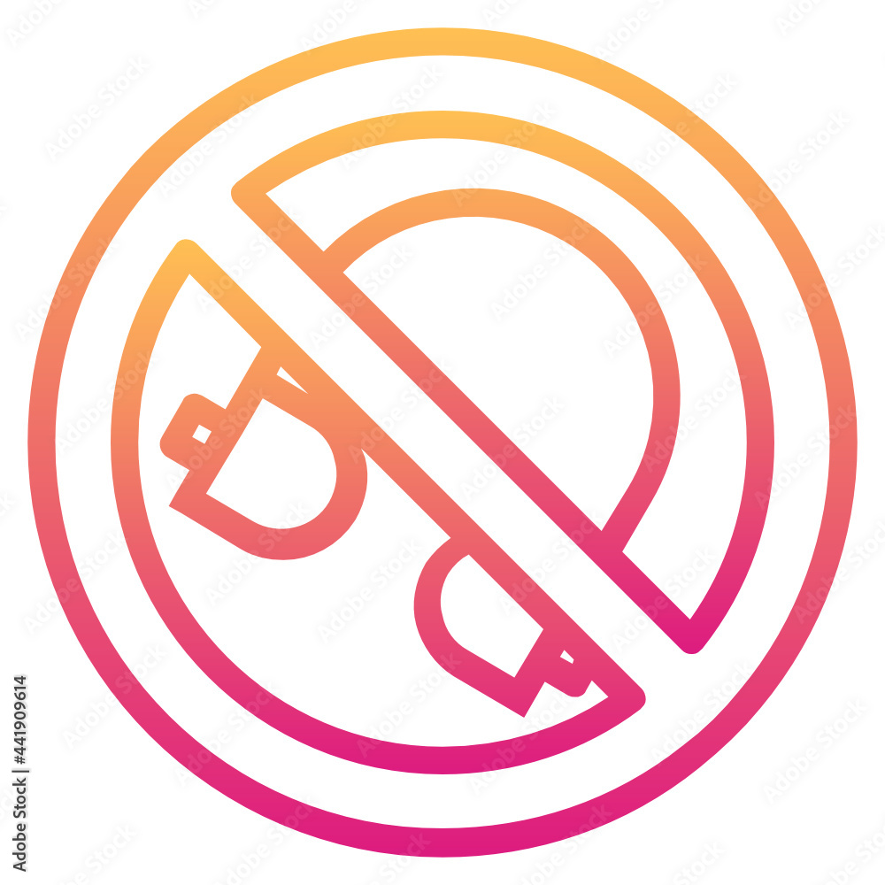 No headphone , Prohibition Sign gradient icon. No headphone , Prohibition Sign gradient icon.