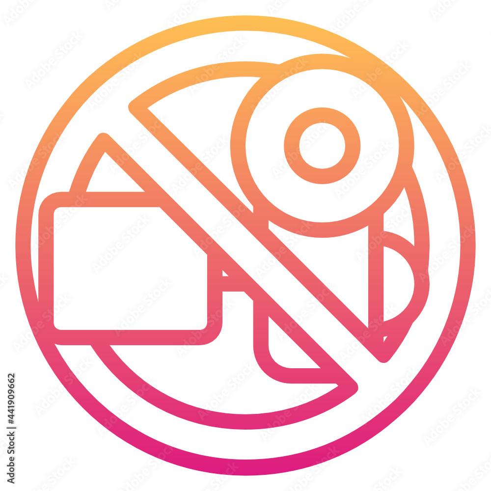 No video , Prohibition Sign gradient icon. No video , Prohibition Sign gradient icon.