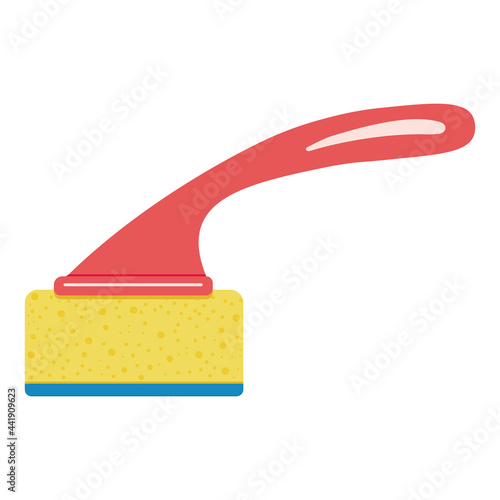 Insulated sponge for washing dishes and cleaning the house, color vector illustration in the flat style