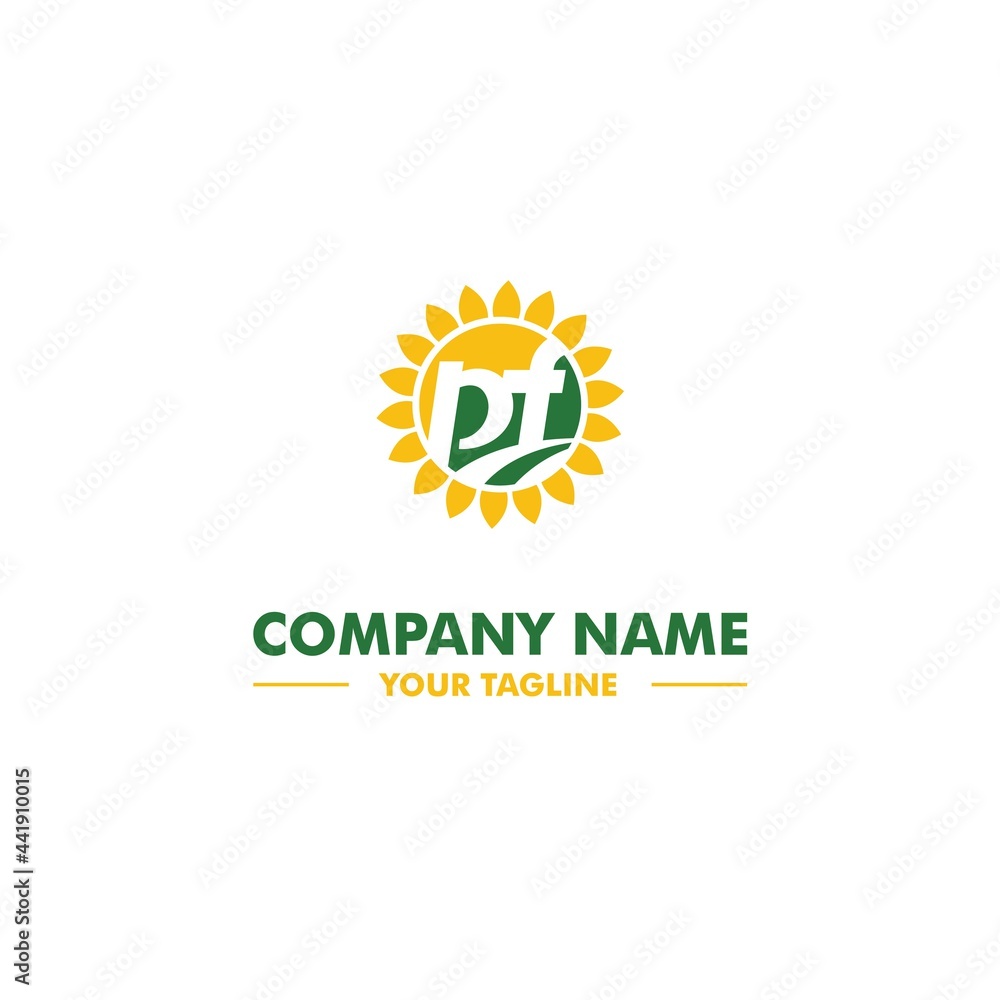 Green and Yellow Farm with Wheat and Sun Flower Logo Vector Green and Yellow Farm with Wheat and Sun Flower Logo Vector