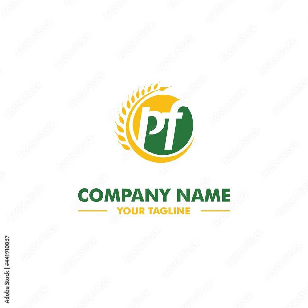 Green and Yellow Farm with Wheat and Sun Flower Logo Vector Green and Yellow Farm with Wheat and Sun Flower Logo Vector