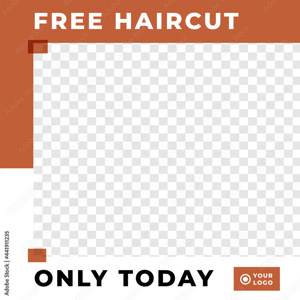 Barbershop hair salon grand opening discount poster instagram social media template brown retro minimalis style