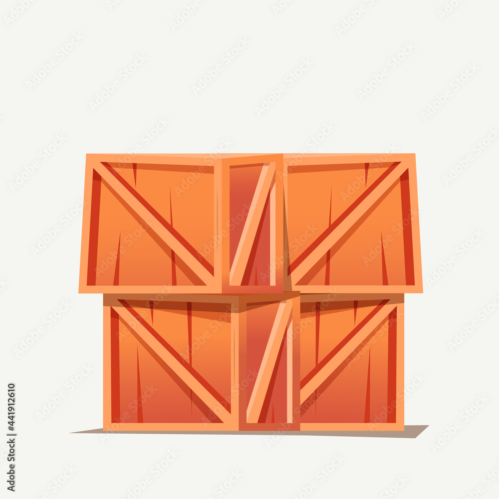 Wooden box cartoon illustration. Pallets fruits and vegetables transportation container, drawers and empty wood crates, cargo distribution pack. Delivery wooden box and parcels, cargo, logistic Wooden box cartoon illustration. Pallets fruits and vegetables transportation container, drawers and empty wood crates, cargo distribution pack. Delivery wooden box and parcels, cargo, logistic