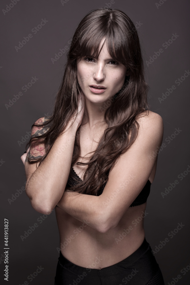 Alluring model in underwear in studio Alluring model in underwear in studio