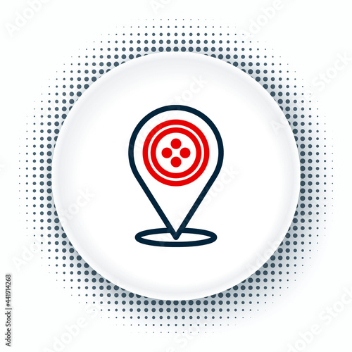 Line Location tailor shop icon isolated on white background. Colorful outline concept. Vector