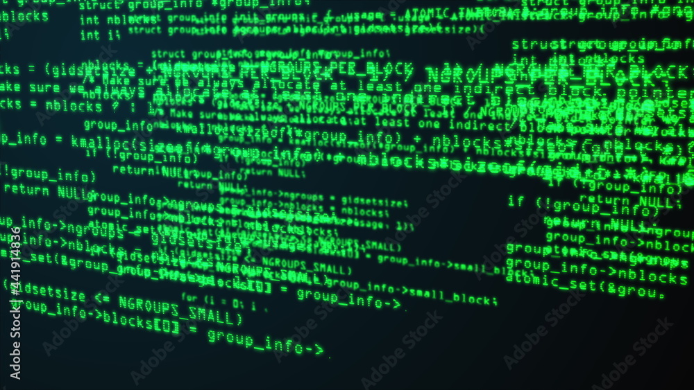 Programming code through the computer screen terminal, computer generated Programming code through the computer screen terminal, computer generated