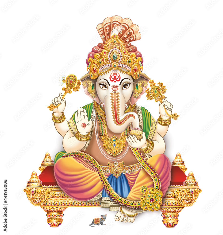 High Resolution Indian Gods Ganesha Digital Painting - obrazy, fototapety, plakaty 