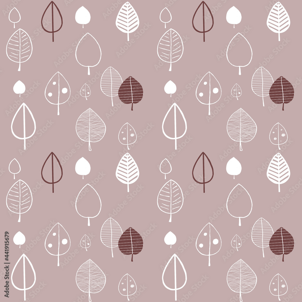 Leaf fall. Digital seamless pattern with leaves.